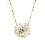 Gold Stone White Evil Eye Necklace