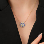 Gold Stone Blue Evil Eye Necklace