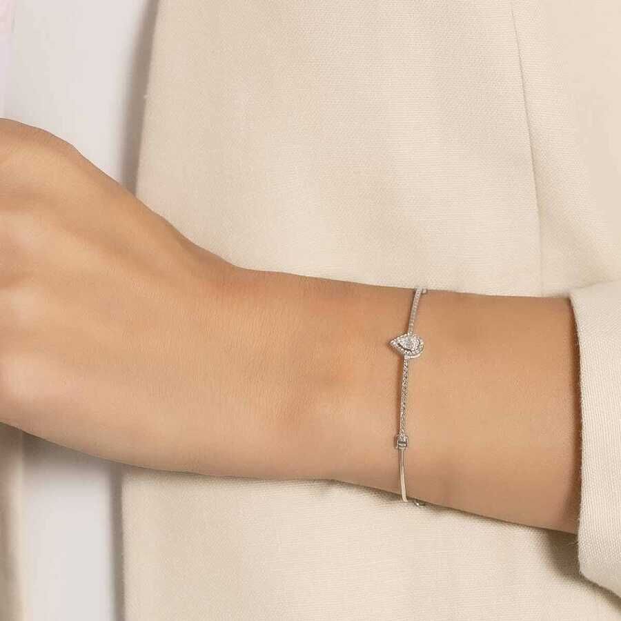 0,06 Carat Diamond-Effect Baguette Pear Bangle