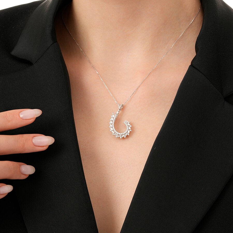0.96 Carat Diamond Baguette Necklace