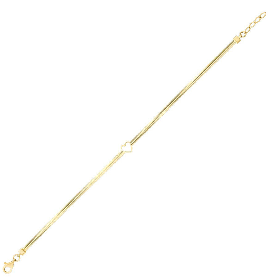 Gold Heart-Shaped Fishbone Chain Bracelet