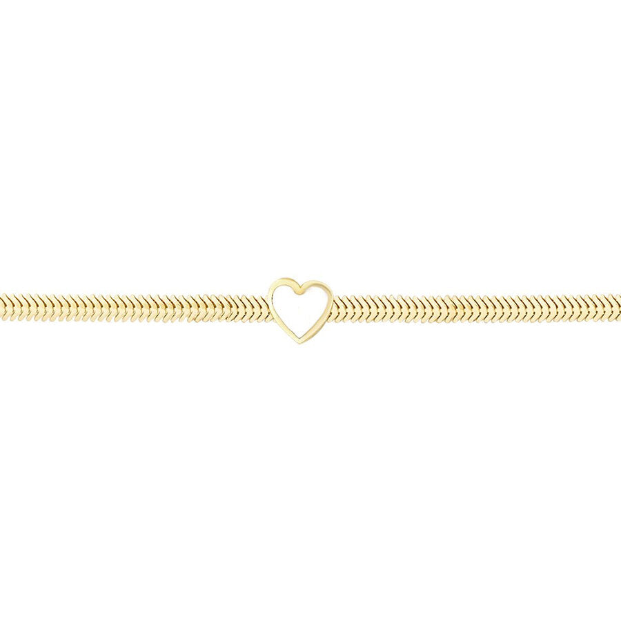 Gold Heart-Shaped Fishbone Chain Bracelet