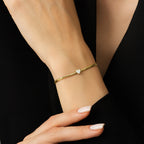 Gold Heart-Shaped Fishbone Chain Bracelet