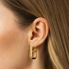 Gold Geometric Stone Earrings
