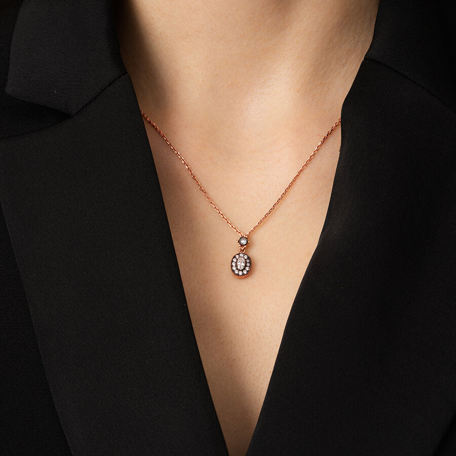 Gold Oval Stone Necklace