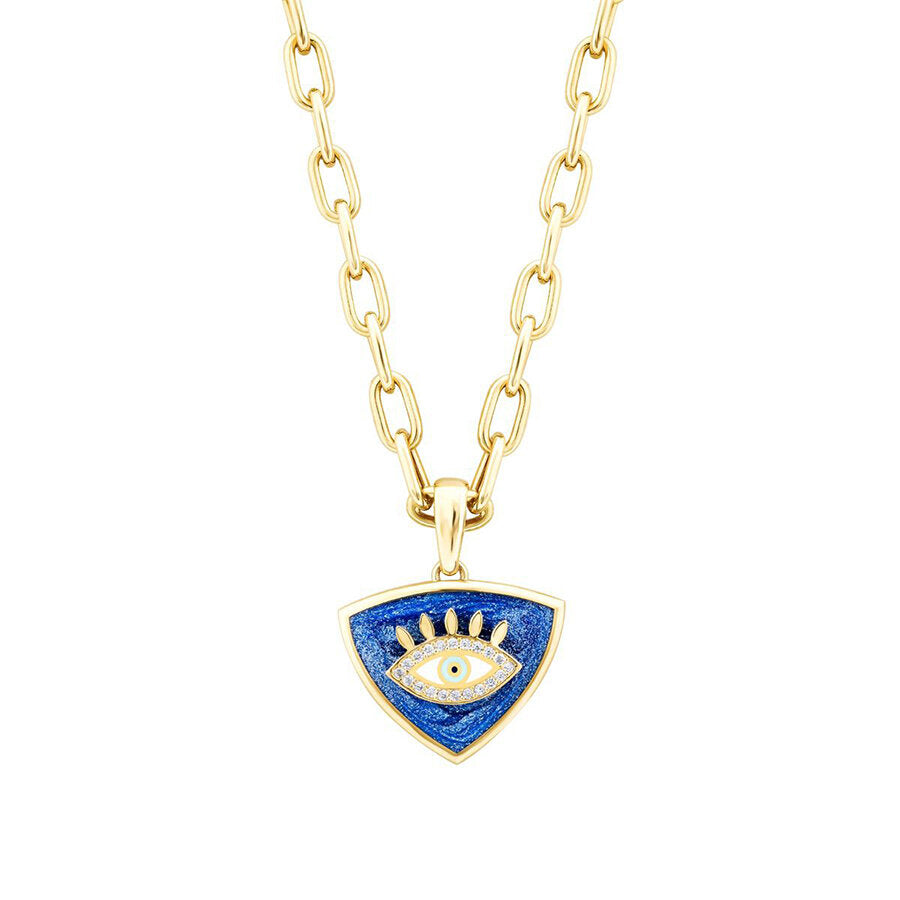 Gold Enamel Evil Eye Medallion Necklace