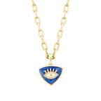Gold Enamel Evil Eye Medallion Necklace