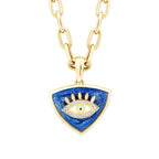Gold Enamel Evil Eye Medallion Necklace