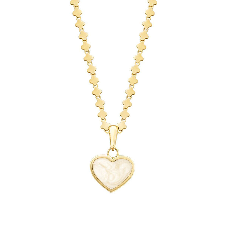 Gold Mother-of-Pearl Heart Necklace