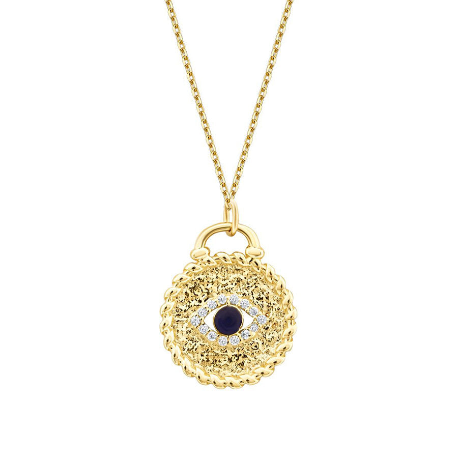 Gold Blue Stone Eye Necklace