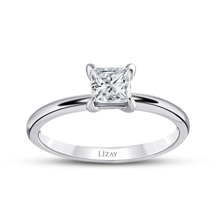 0.50 Carat Diamond Princess Solitaire Engagement Ring