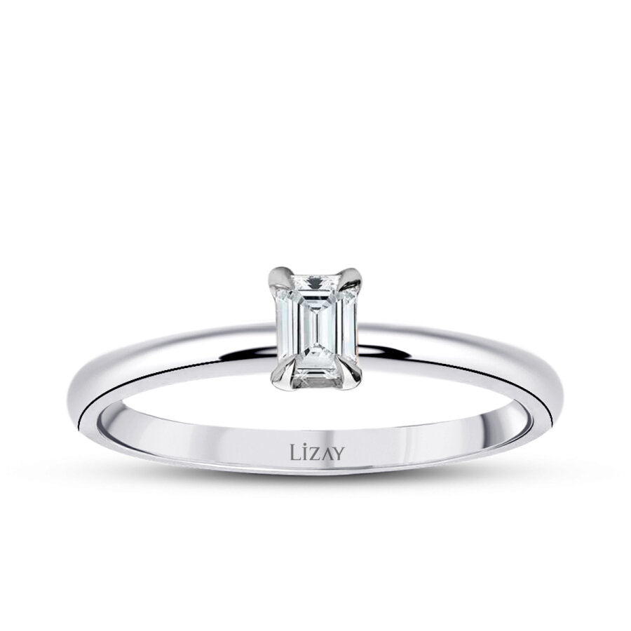 0.20 Carat Diamond Emerald Solitaire Engagement Ring