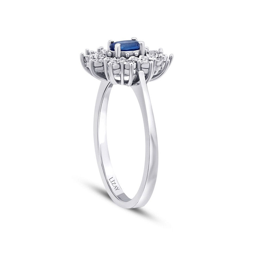 0.57 Carat Diamond Sapphire Ring