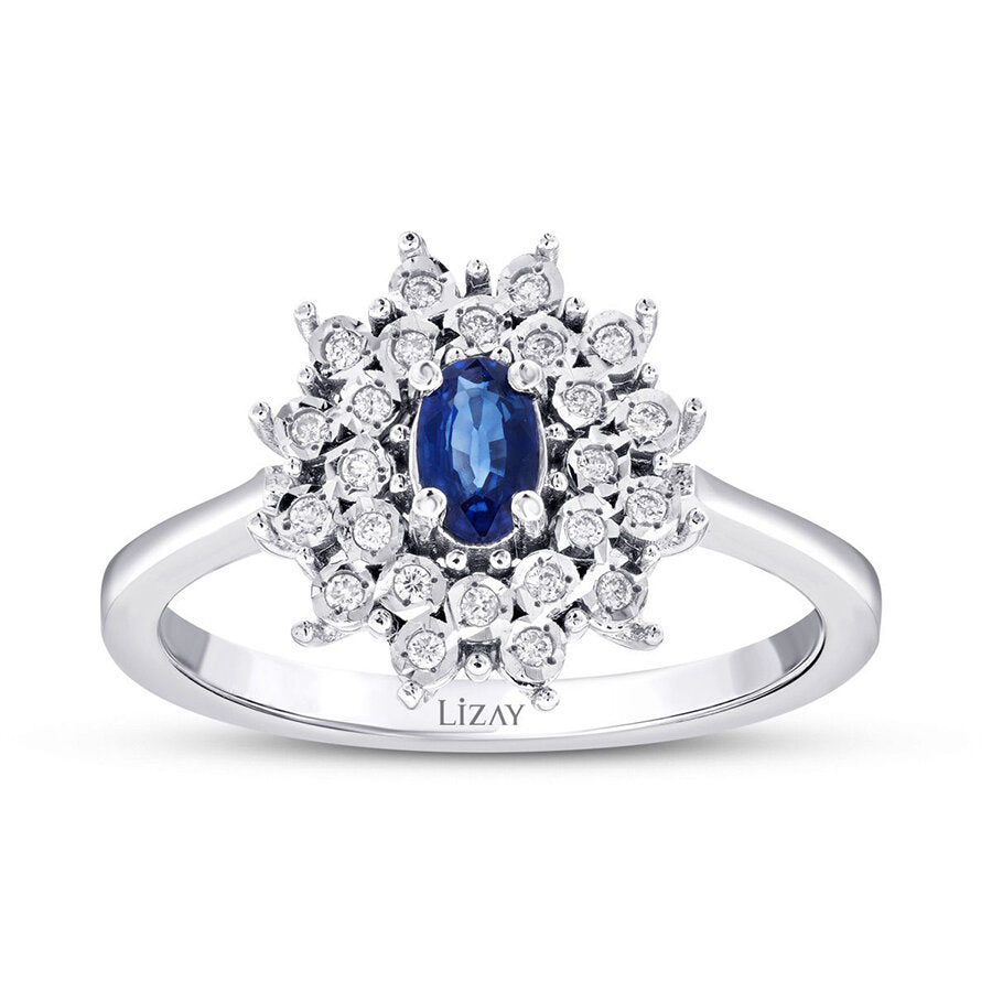 0.57 Carat Diamond Sapphire Ring