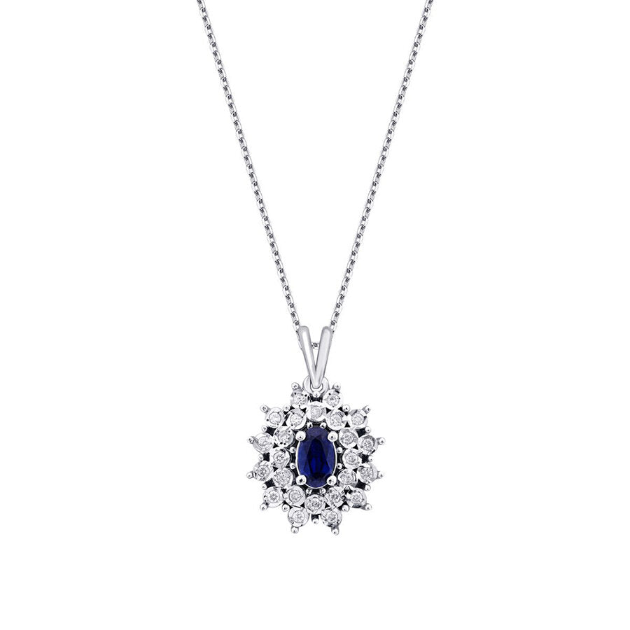 0.44 Carat Diamond Sapphire Necklace