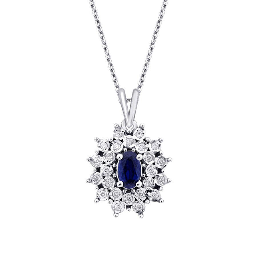 0.44 Carat Diamond Sapphire Necklace