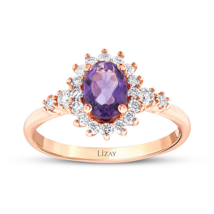 0.98 Carat Diamond Amethyst Ring