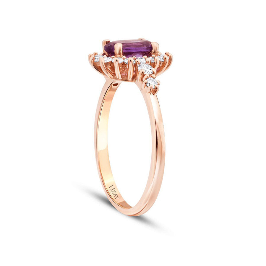 0,98 Carat Diamond Amethyst Ring