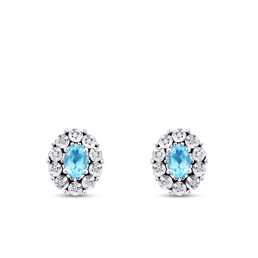 1.21 Carat Diamond Blue Topaz Earrings