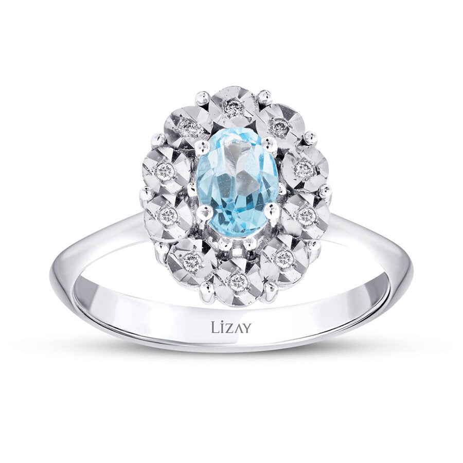 0.60 Carat Diamond Blue Topaz Ring