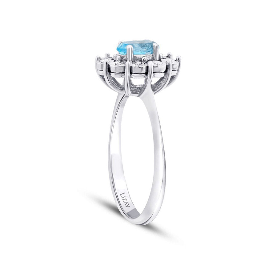 0.60 Carat Diamond Blue Topaz Ring