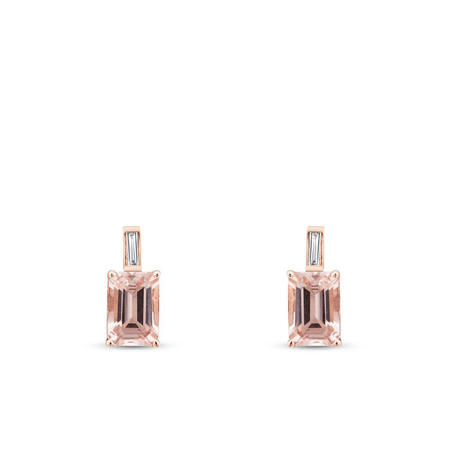 1.34 Carat Diamond Morganite Earrings
