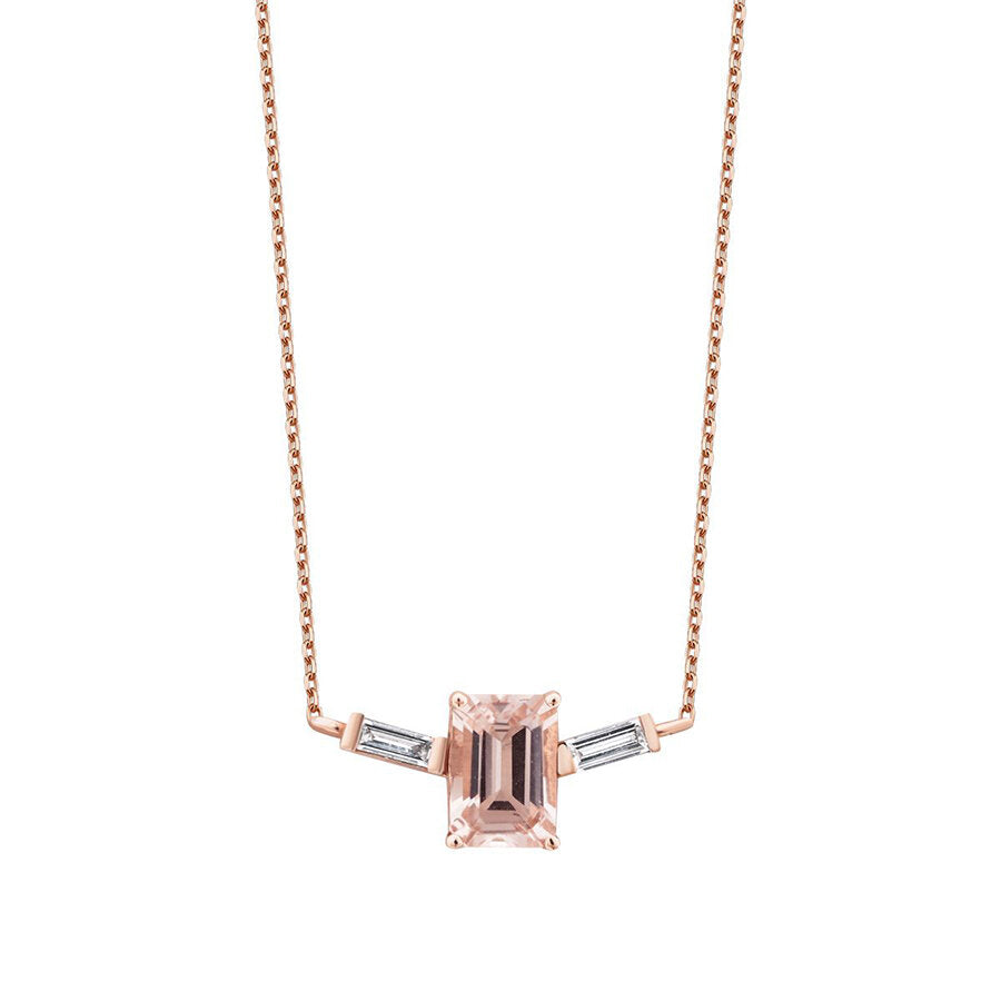 0.65 Carat Diamond Morganite Necklace