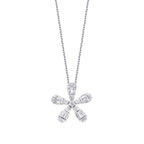 0,23 Carat Diamond Baguette Flower Necklace