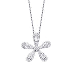 0,23 Carat Diamond Baguette Flower Necklace