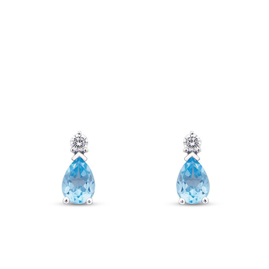 1.83 Carat Diamond Blue Topaz Earrings