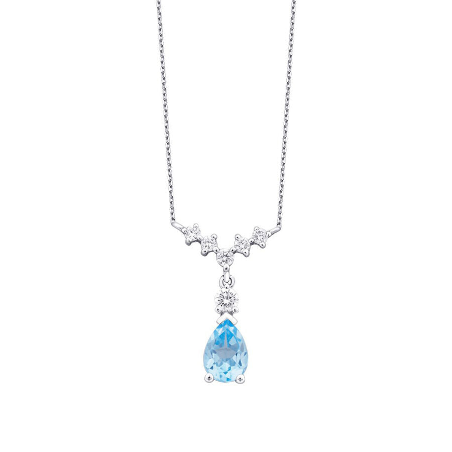 1.05 Carat Diamond Blue Topaz Necklace