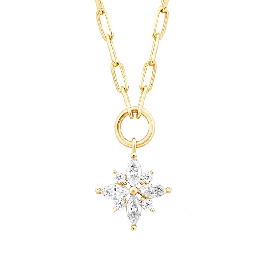 Gold Stone Flower Necklace