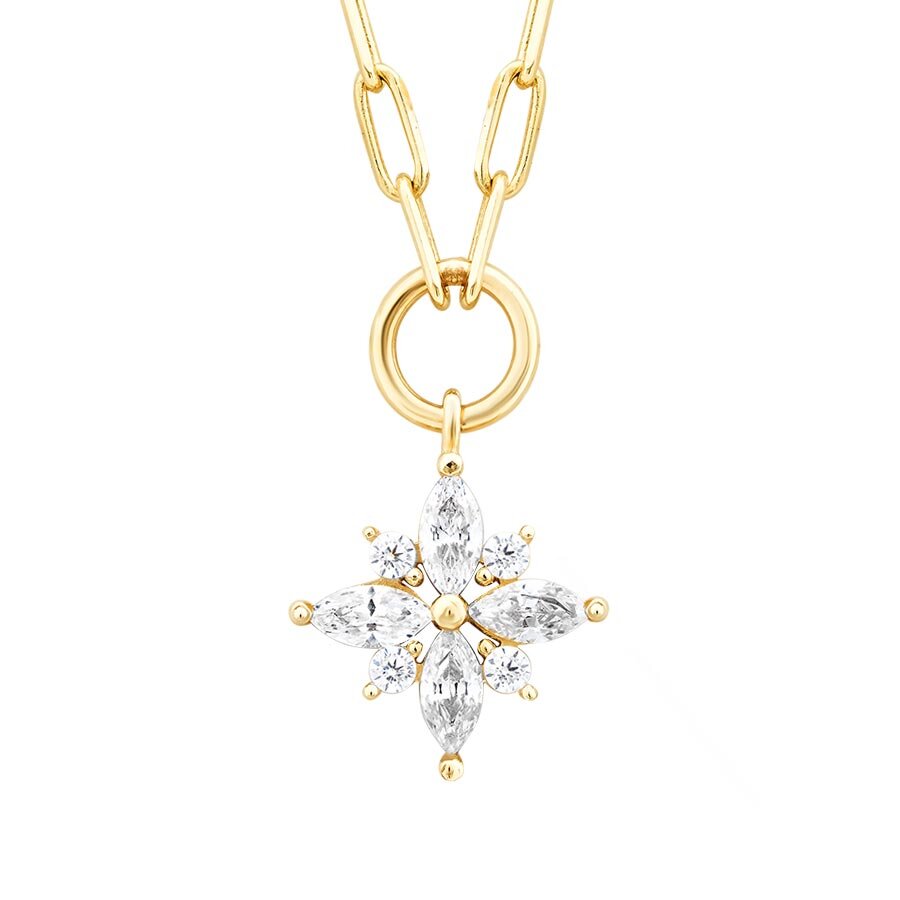 Gold Stone Flower Necklace