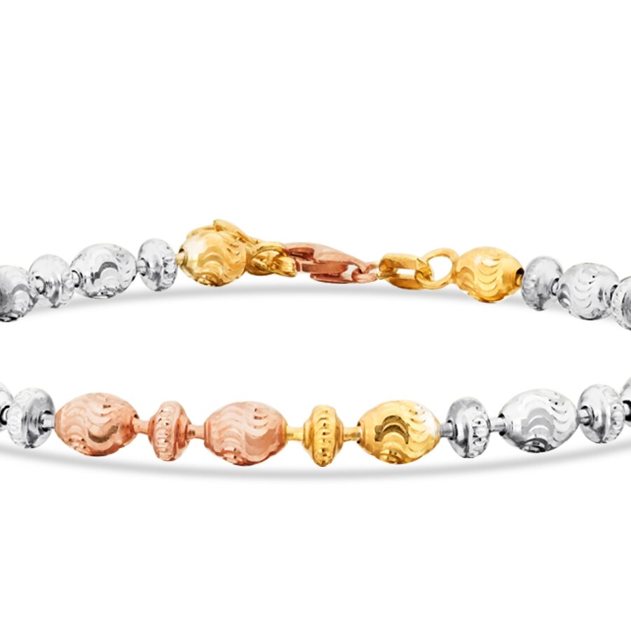 Gold Tricolor Bead Bracelet