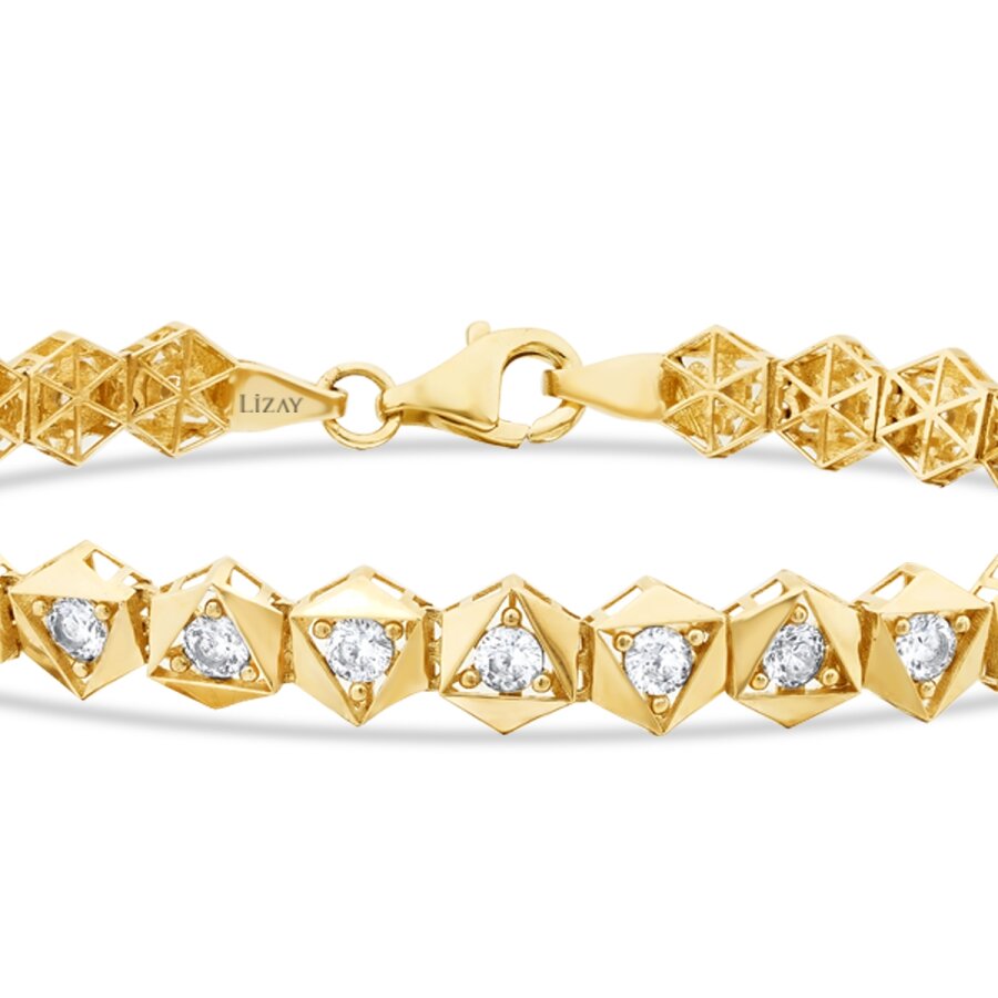 Gold Stone Pyramid Bracelet