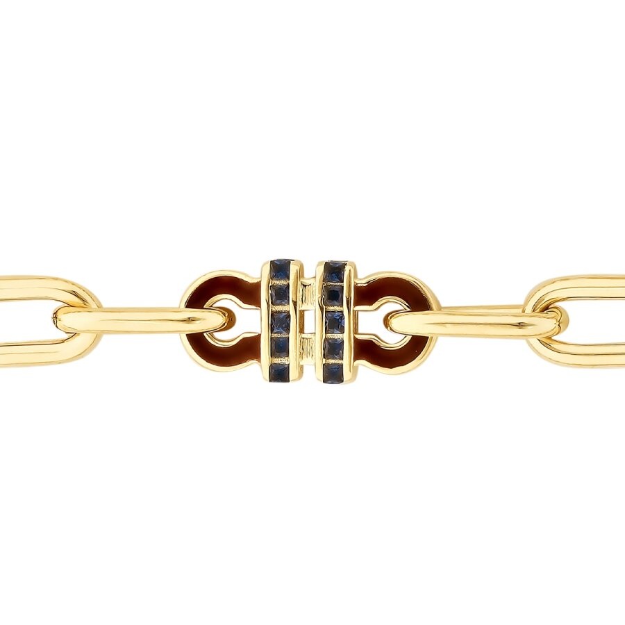 Gold Navy Stone Trend Chain Bracelet