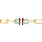 Gold Fuchsia Stone Trend Chain Bracelet