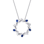 1,45 Carat Diamond Sapphire Necklace