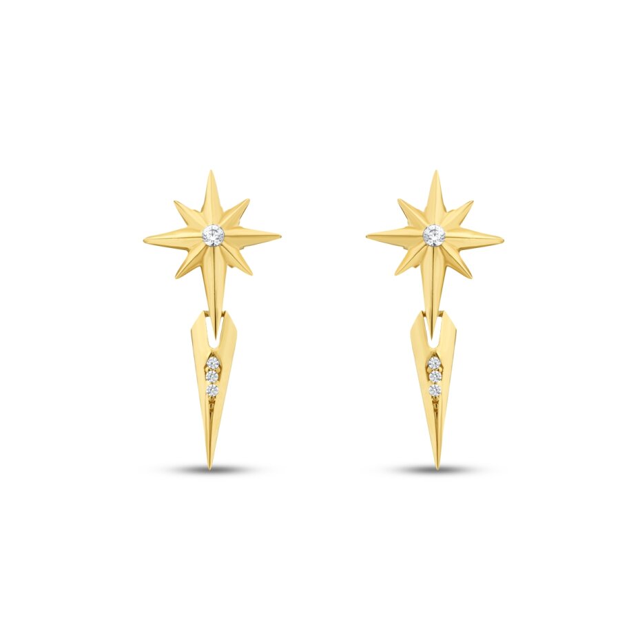 Gold North Star Earrings