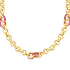 Gold Fuschia Thick Chain Necklace