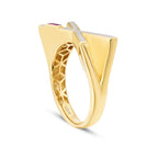 Gold Stone Geometric Ring