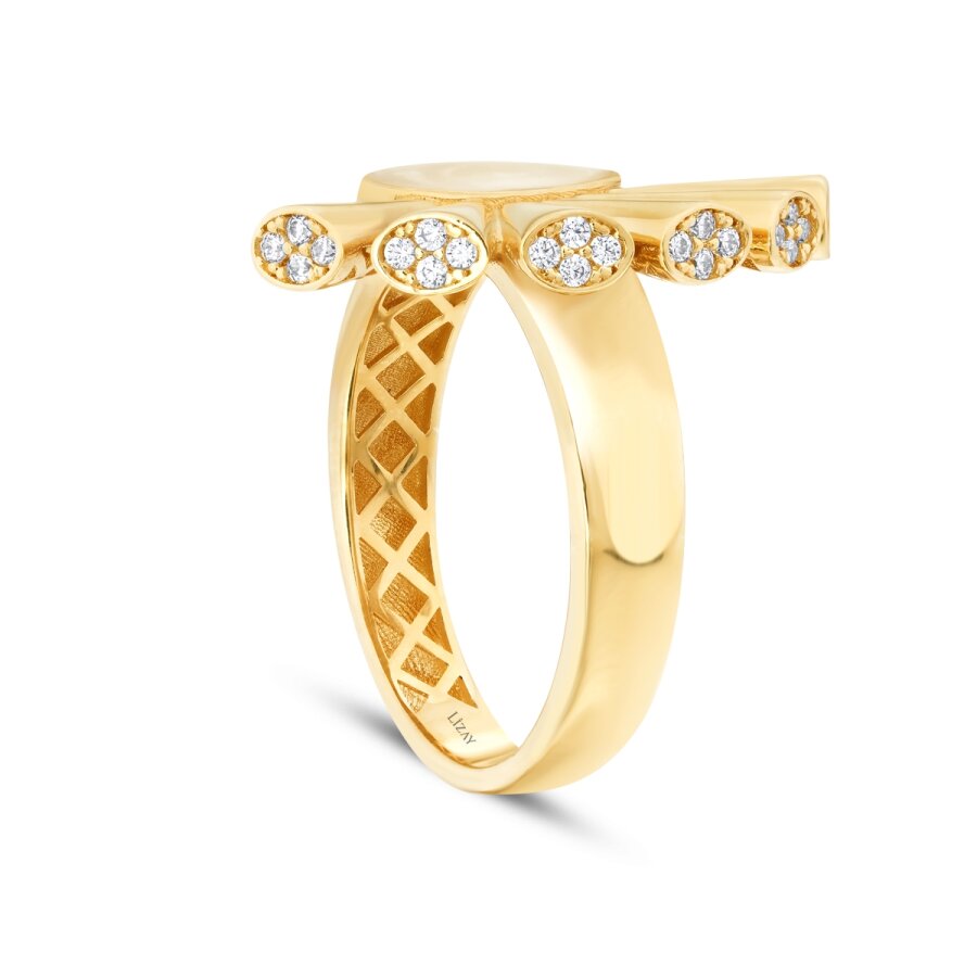 Gold Stone Enamel Trendy Ring
