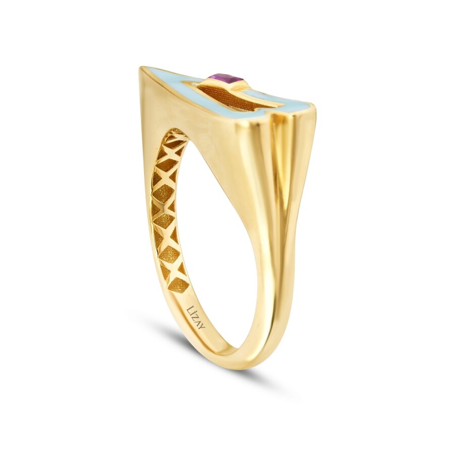 Gold Baguette Stone Heart Ring