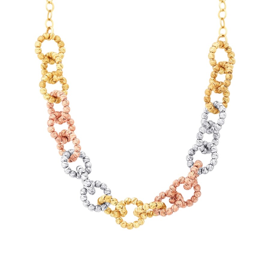 Gold Tricolor Bead Necklace