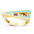 Gold Baguette Stone Heart Ring