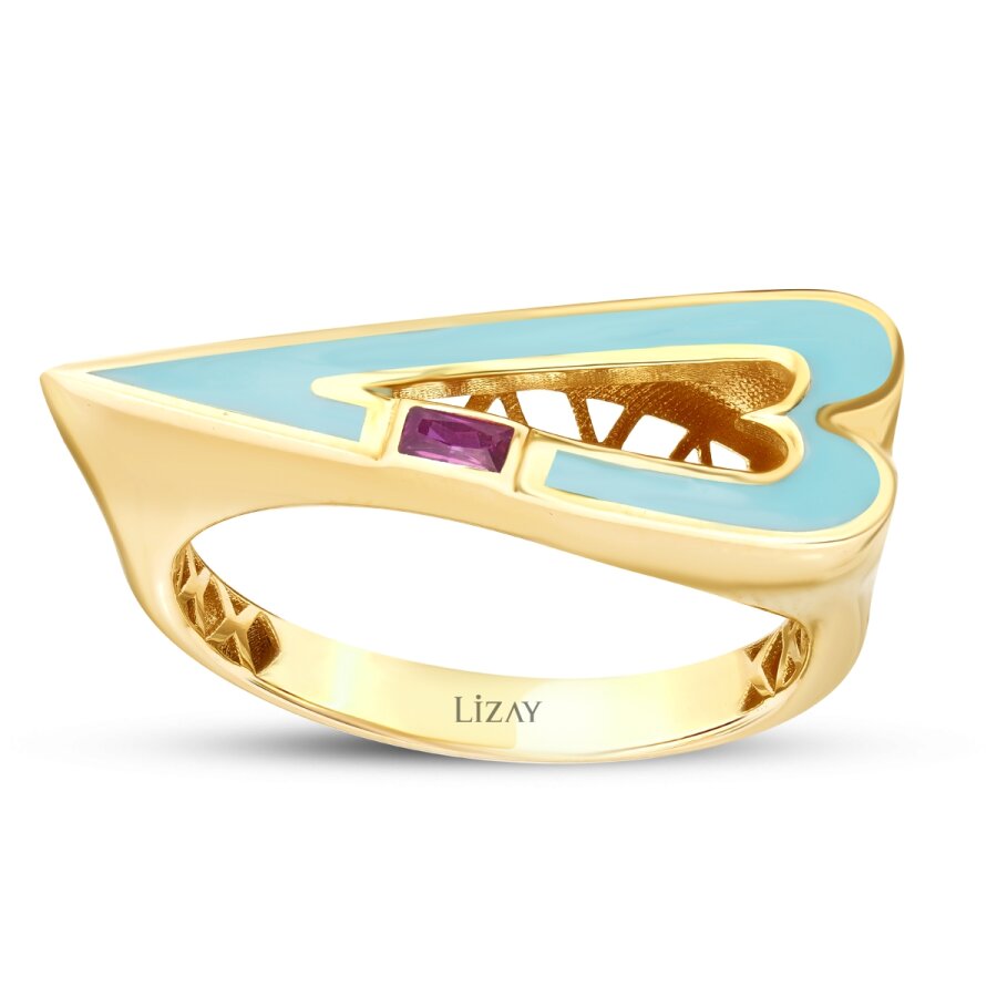 Gold Baguette Stone Heart Ring