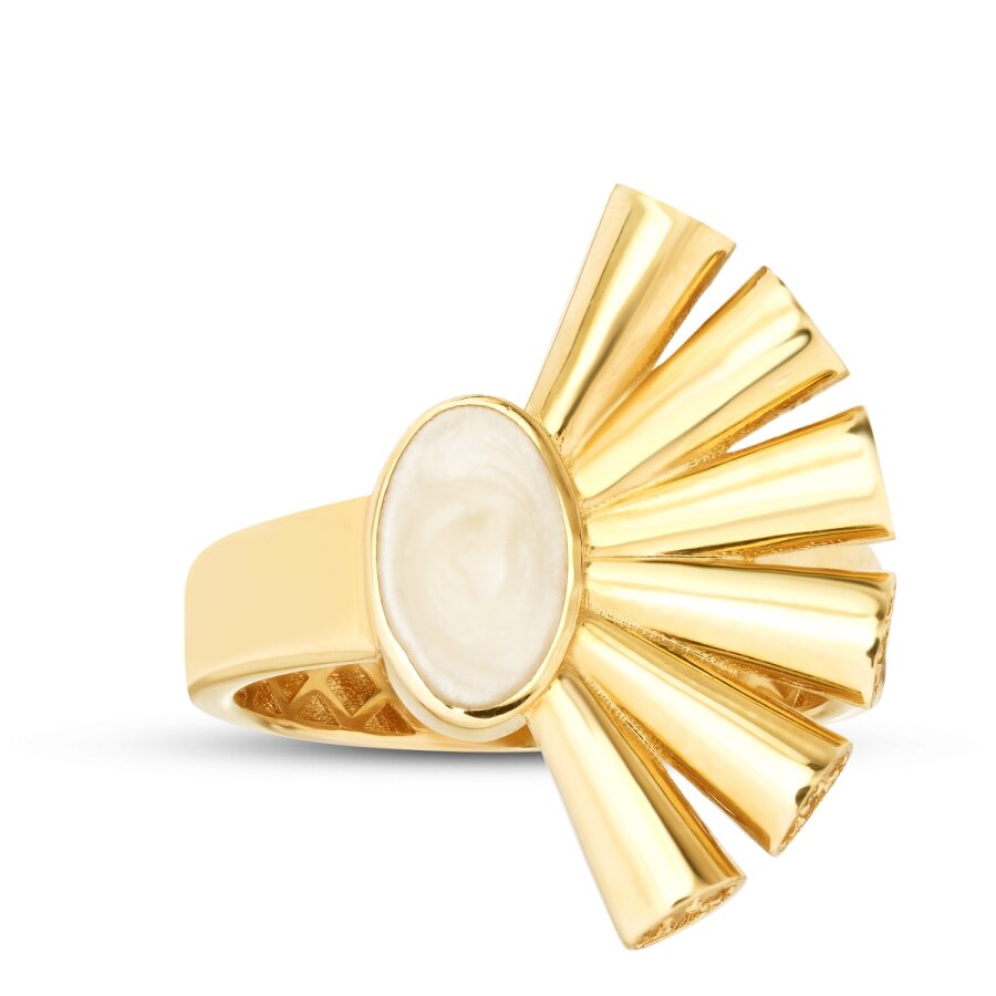 Gold Stone Enamel Trendy Ring