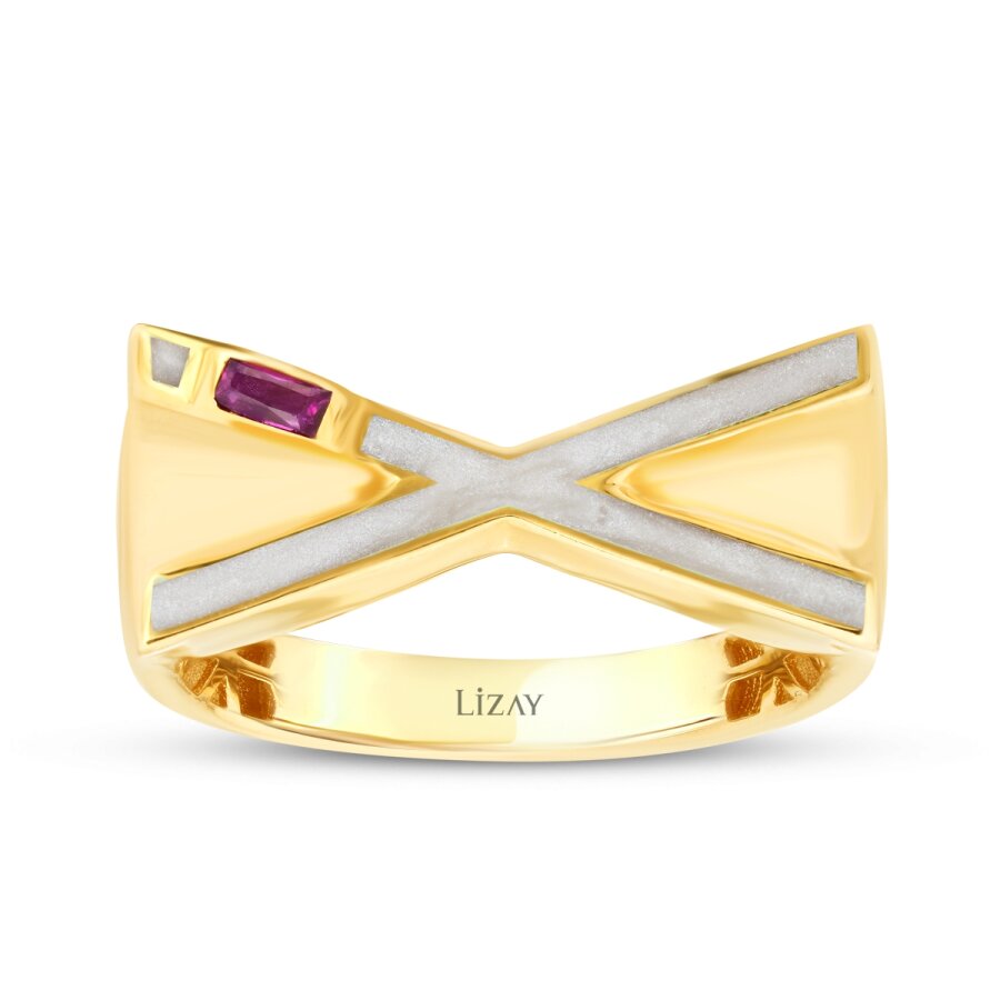 Gold Stone Geometric Ring