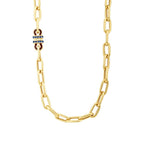 Gold Navy Blue Stone Trend Chain Necklace