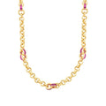Gold Fuschia Thick Chain Necklace